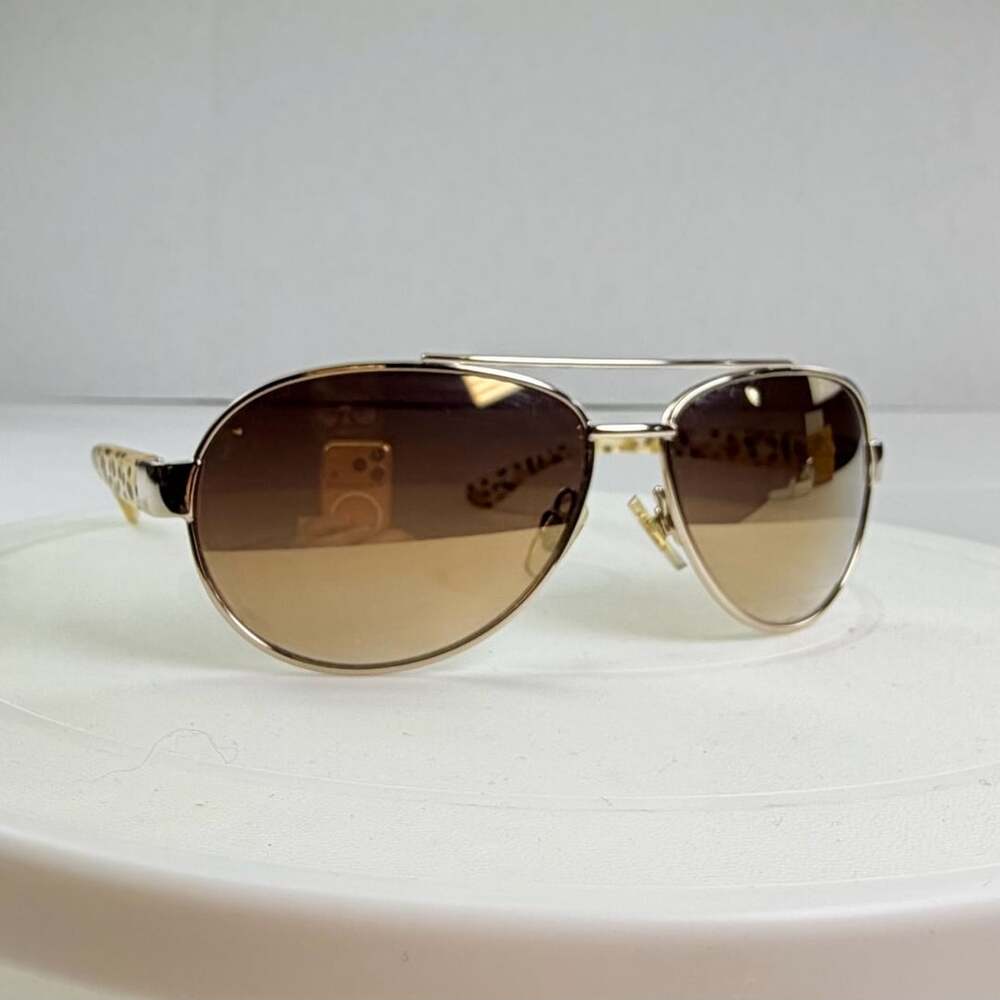 Nine West women’s Aviator Sunglasses Gold Leopard Brown Gradient